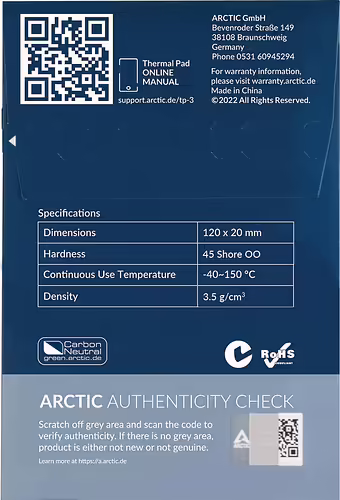 ARCTIC TP-3 compuesto disipador de calor Parche térmico | ACTPD00057A | 4895213704007 imagen 6