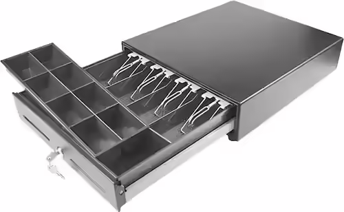 Cajón portamonedas Mustek CP-410N, 410 * 415 mm, RJ12 (Microswitch) color negro | LB-410A | 8435602906429 imagen 2