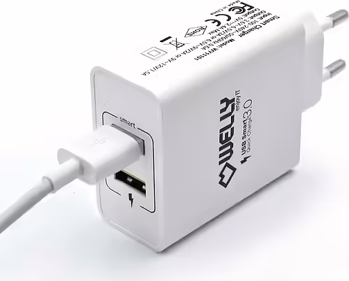 Cargador de pared welly enjoy de dos puertos con carga rapida 3.0 30w blanco WY1 | WY11101 | 8054392613913 imagen 2
