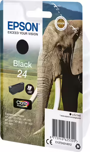 Cartucho Epson Elephant 24 negro etiqueta RF C13T24214022 | 8715946625317 imagen 2