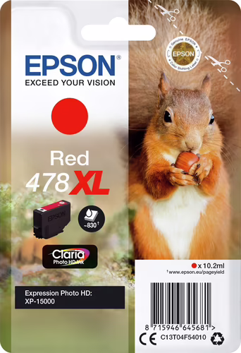 Tinta Epson Claria Photo HD 478XL Rojo (C13T04F54010) | 8715946645681 imagen 2