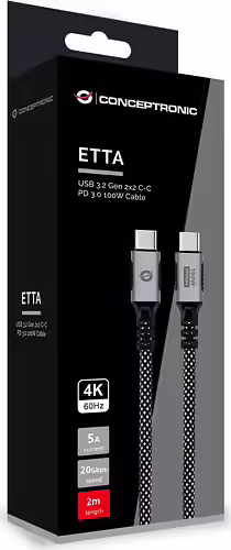 Conceptronic ETTA07B20 cable USB USB 3.2 Gen 2x2 2 m USB C Negro | 4015867241424 imagen 4