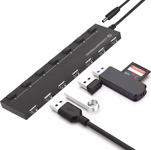 Conceptronic HUB de interfaz USB 2.0 480 Mbit/s Negro | HUBBIES08B | 4015867226117 imagen 6