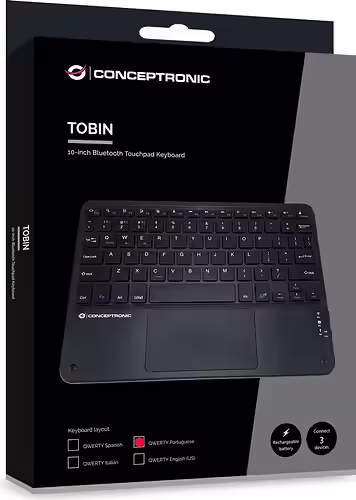 Conceptronic TOBIN01BPT teclado Universal Bluetooth QWERTY Portugués Negro | 4015867238875 imagen 6