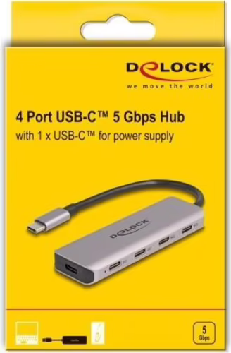 DeLOCK USB 5 Gbps Concentrador USB Type-C de 4 puertos con conector USB Type-C | 4043619642380 imagen 3
