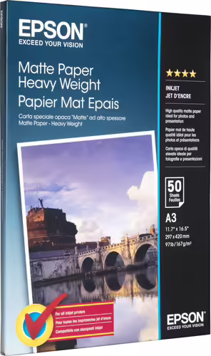 Epson Matte Paper Heavy Weight, DIN A3, 167 g/m², 50 hojas | C13S041261 | 0010343818484 imagen 2