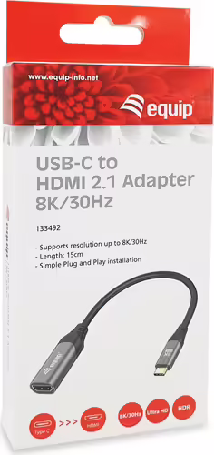 Equip 133492 adaptador de cable de vídeo 0,15 m USB Tipo C HDMI Negro, Gris | 4015867230008 imagen 5