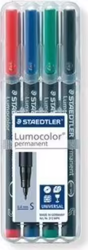 ESTUCHE CUATRO UNIDADES STAEDTLER ROTULADOR PERMANENTE LUMOCOLOR PUNTA 0.4MM 313 | 313 WP4 | 4007817308431 imagen 2
