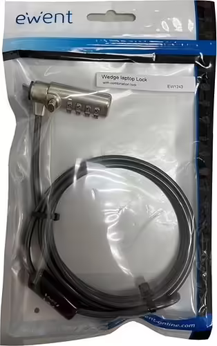 Ewent EW1243 cable antirrobo Negro, Zinc 1,5 m | 8052101431568 imagen 2