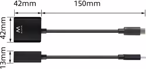 Ewent EW9825 adaptador de cable de vÍdeo 0,15 m USB Tipo C DisplayPort Negro | 8054392619618 imagen 3