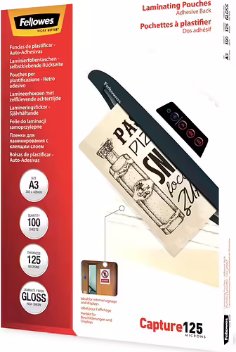 Fellowes pelÍcula de laminación A3 100 pieza(s) | 5329001 | 0043859641536 imagen 2