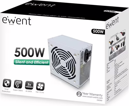 FUENTE DE ALIMENTACION EWENT POWER SUPPLY ATX 500W V2.3 PRO LINE EW3909 | 8054392617331 imagen 3