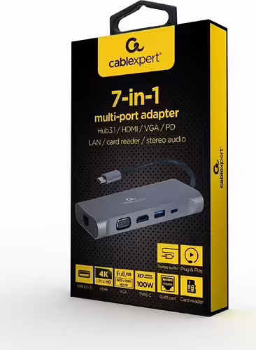 Gembird A-CM-COMBO7-01 hub de interfaz USB 3.2 Gen 1 (3.1 Gen 1) Type-A 625 Mbit | 8716309121477 imagen 3