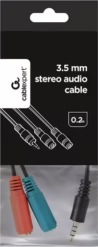 Gembird CCA-417 Cable de audio 3.5mm macho a 2 x 3.5mm hembra 0.2m negro | 8716309075442 imagen 2