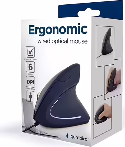 Gembird MUS-ERGO-01 ratón mano derecha USB tipo A Í“ptico 3200 DPI | 8716309104890 imagen 2
