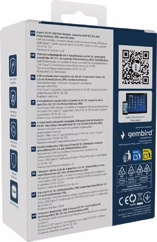 Gembird TA-UC-2A2C-PD65-01-BK cargador de dispositivo móvil Portátil, Smartpho | 8716309133784 imagen 8