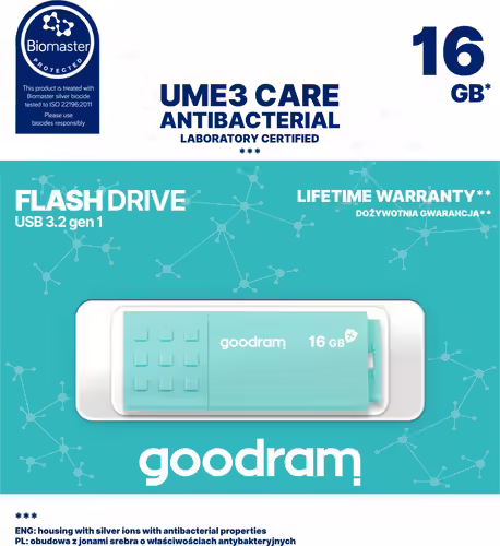 Goodram unidad flash USB tipo A 16 GB Cian | UME3-0160CRR11 | 5908267961438 imagen 7