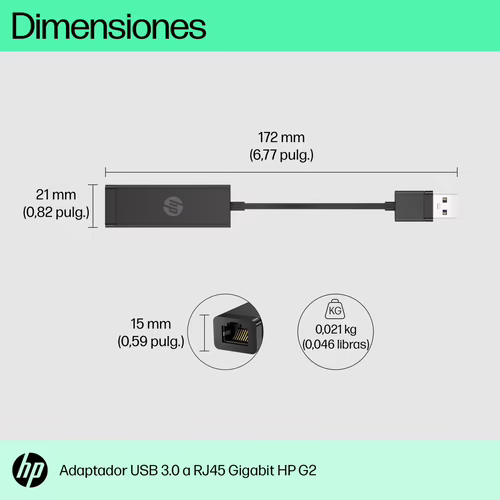 HP Adaptador de USB 3.0 a Gigabit RJ45 G2 | 4Z7Z7AA | 0196188567630 imagen 2