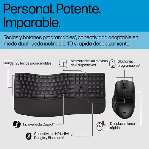 HP Combo de teclado y ratón de modo dual 685 Comfort | 8T6L7UT | 0198122954728 imagen 2