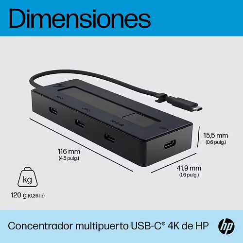 HP Concentrador multipuerto USB-C 4K de | 6G843AA#ABB | 0196548907007 imagen 3