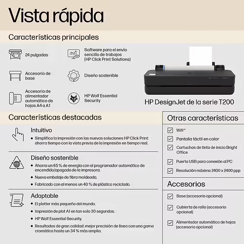 HP Designjet Impresora T230 de 24 pulgadas; edición 2025 | 5HB07D#B19 | 0198701026570 imagen 3