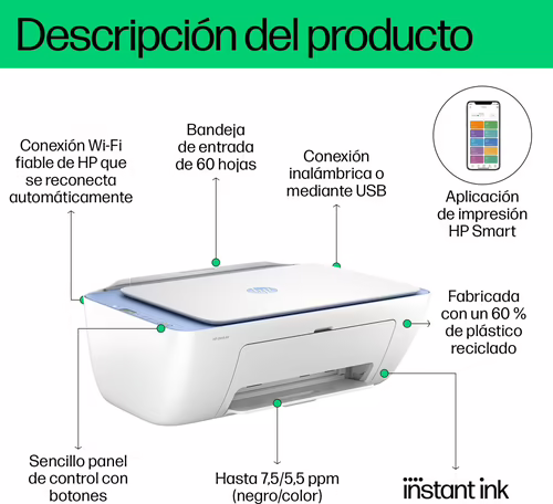 HP DeskJet Impresora multifunción 2822e, Color, Impresora para Hogar, Impresió | 588R4B | 0196337820449 imagen 4