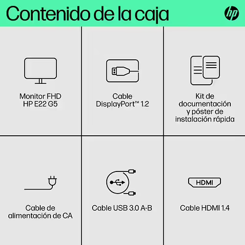 HP E-Series E22 G5 54,6 cm (21.5``) 1920 x 1080 Pixeles Full HD LED Negro, Plata | 6N4E8AA#ABB | 0196786298073 imagen 5