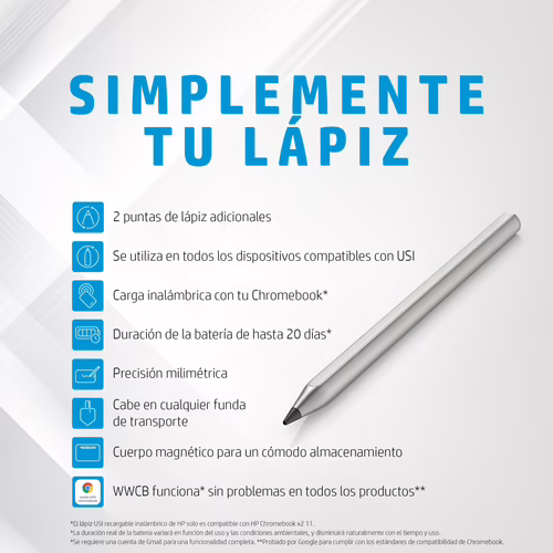 HP Lápiz Wireless Rechargeable USI | 3V1V2AA | 195908495260 imagen 4