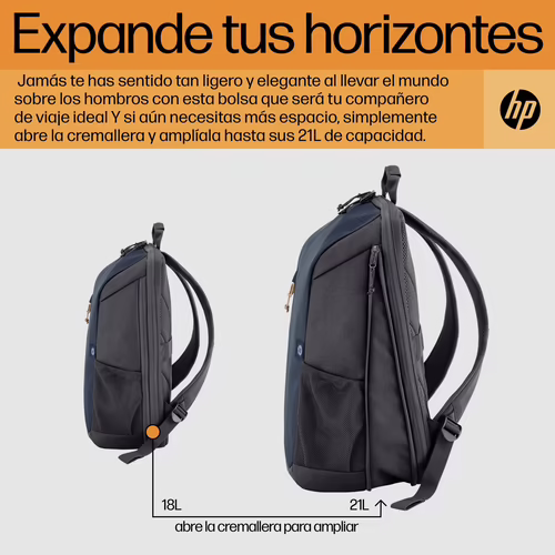 HP Mochila para portátil Travel de 15,6 pulgadas y 18 litros, color gris | 6B8U6AA | 0196548661091 imagen 7