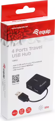 HUB EQUIP USB 2.0 LIFE 4 PUERTOS MINI HUB TRAVEL NEGRO 128952 | 4015867208458 imagen 2