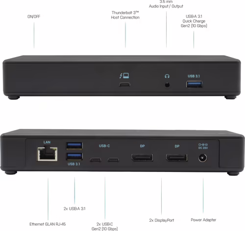i-tec Thunderbolt3/USB-C Dual DisplayPort 4K Docking Station + Power Delivery 85 | TB3CDUALDPDOCKPD | 8595611703096 imagen 4