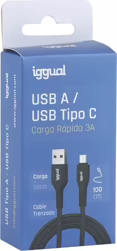 iggual Cable USB-A a tipo C 3A 100 cm trenzado | IGG319888 | 8435364319888 imagen 3