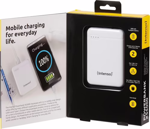 Intenso 7313522 batería externa Polímero de litio 5000 mAh Blanco | 4034303028252 imagen 3