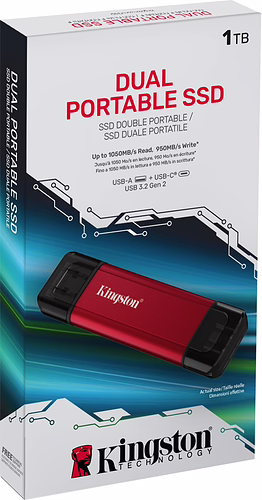Kingston Technology 1TB Dual USB-A/C Portable SSD, Up to 1050MB/s USB 3.2 Gen 2 | SPSD/1TB | 0740617352221 imagen 5