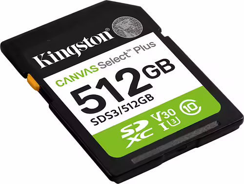 Kingston Technology 512 GB SDXC Canvas Select Plus Gen3 150 MB/s C10 UHS-I U3 V3 | SDS3/512GB | 0740617348347 imagen 2