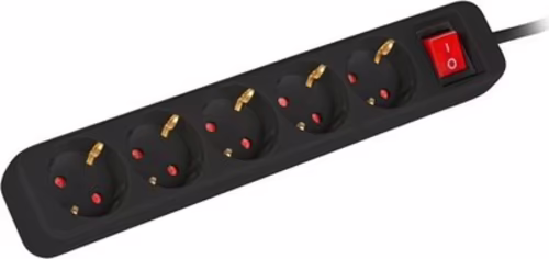 Lanberg PS1-05F-0150-BK base múltiple 1,5 m 5 salidas AC Interior Negro | 5901969429152 imagen 2