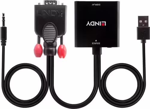 Lindy 38284 adaptador de cable de vÍdeo VGA (D-Sub) + 3,5mm HDMI + USB Negro | 4002888382847 imagen 2