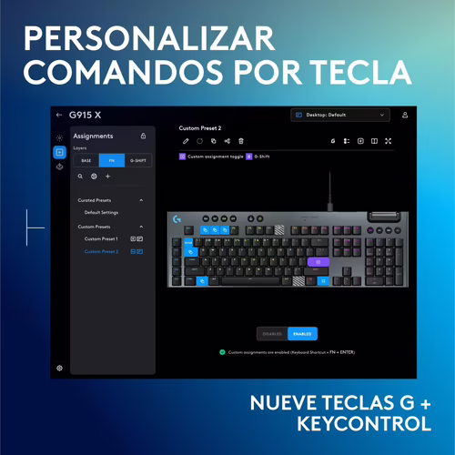 Logitech G Teclado mecánico para gaming con cable de perfil bajo G915 X, teclas | 920-012943 | 5099206124639 imagen 4