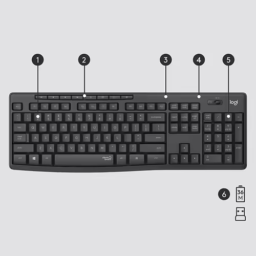 Logitech MK295 Silent Wireless Combo teclado RF inalámbrico QWERTY Internaciona | 920-009800 | 5099206092433 imagen 6