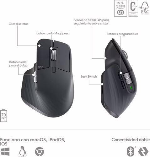 Logitech MX Keys S Combo teclado Ratón incluido RF Wireless + Bluetooth QWERTY  | 920-011610 | 5099206112452 imagen 7