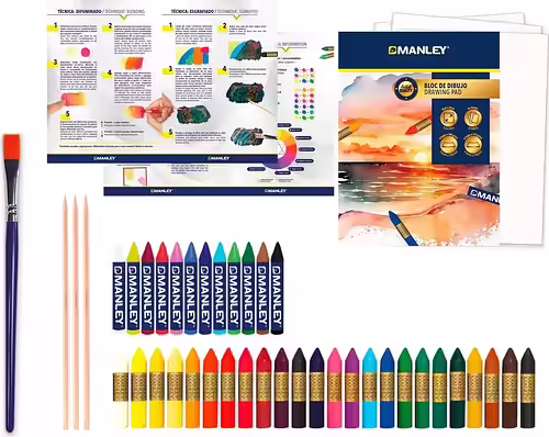 Manley Estuche Set Tecnicas Artisticas con 24 Ceras y 12 ceras acuareables 1 blo | MNC00110 | 8413240615002 imagen 2