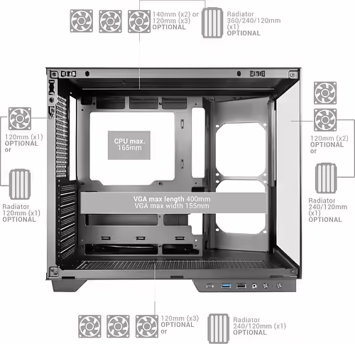 Mars Gaming MC-MIRAGE ATX Pantalla LCD IPS 7,2`` Cristal Templado Negra Torre PC | MCMIRAGE | 8435693112570 imagen 8