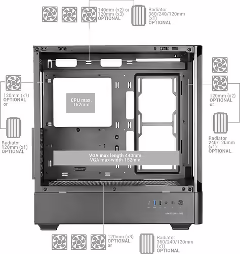 Mars Gaming MCLCDPRO carcasa de ordenador Midi Tower Negro | 8435693112709 imagen 8