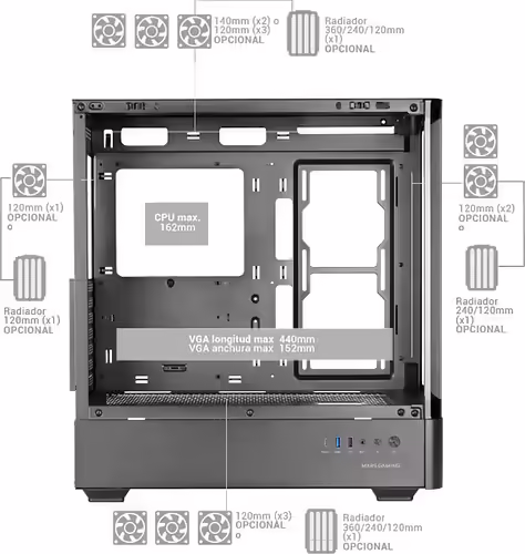 Mars Gaming MCLCDPRO carcasa de ordenador Midi Tower Negro | 8435693112709 imagen 9