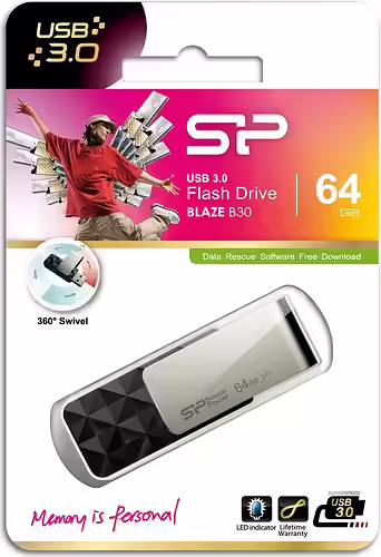 MEMORIA USB 3.1 SP BLAZE B30 64GB NEGRO SP064GBUF3B30V1K | 4712702632200 imagen 8