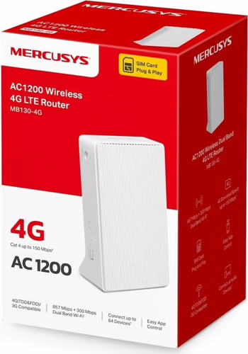 Mercusys MB130-4G router inalámbrico Ethernet Doble banda (2,4 GHz / 5 GHz) Bla | 6957939001971 imagen 3