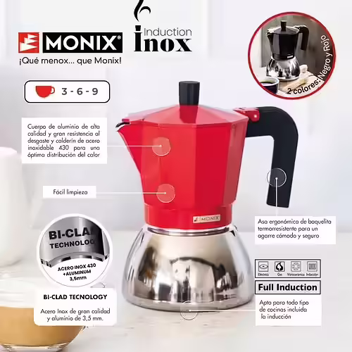Monix M863109 cafetera manual Cafetera italiana 0,47 L Rojo | 8435092433849 imagen 2