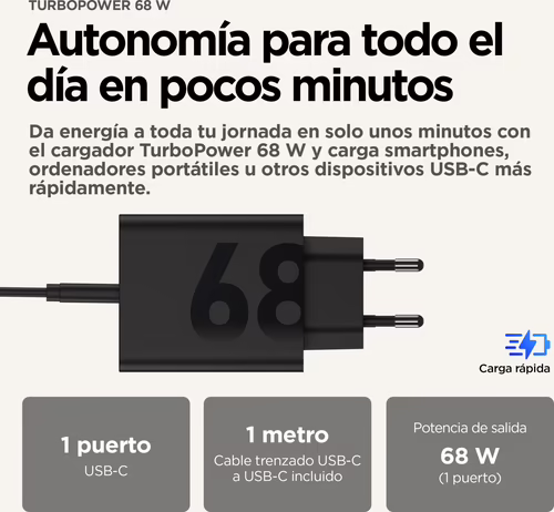 Motorola TurboPower 68W Universal Negro Corriente alterna Carga rápida Interior | PG38C06281 | 840023275616 imagen 3