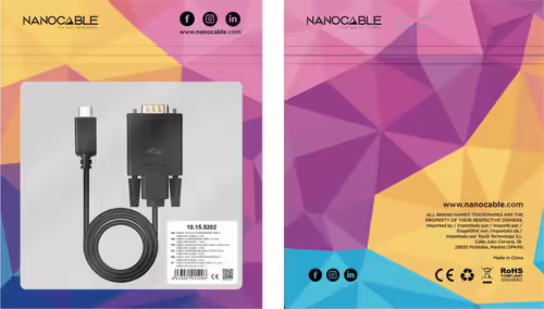 Nanocable Cable Conversor USB-C/M a VGA/M, 1.8 m, Negro | 10.15.5202 | 8433281015296 imagen 7