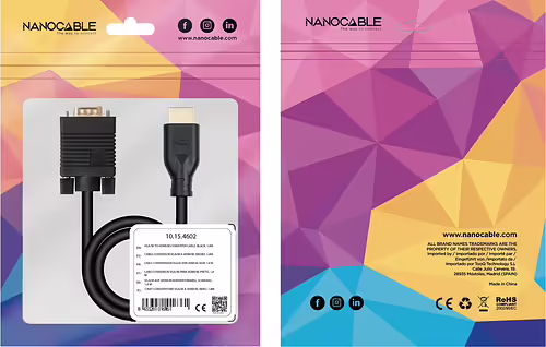 Nanocable Cable conversor VGA/M a HDMI/M, Negro, 1.8m | 10.15.4602 | 8433281016361 imagen 6